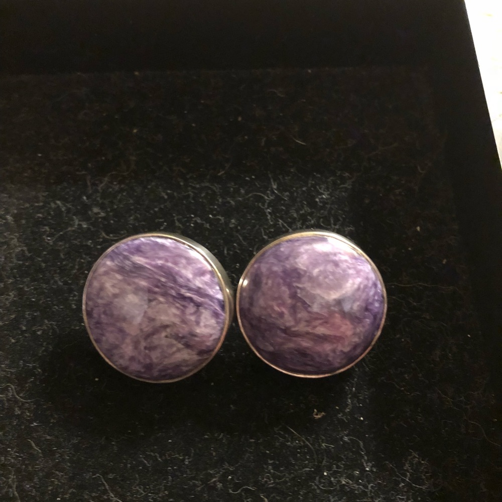 Sterling silver button earrings